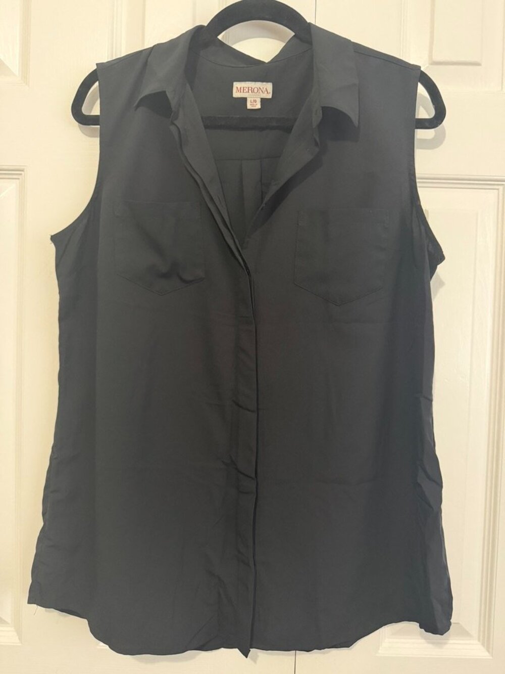 Merona Black Button Down Dress Tank Size L